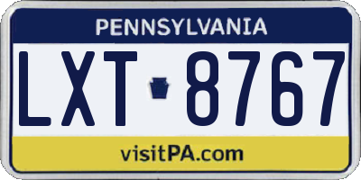 PA license plate LXT8767
