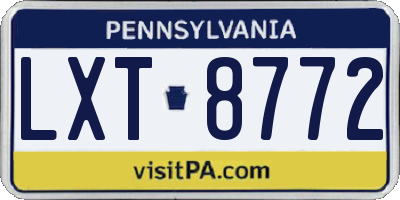 PA license plate LXT8772