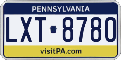 PA license plate LXT8780