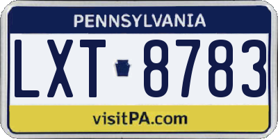 PA license plate LXT8783
