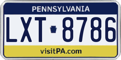 PA license plate LXT8786
