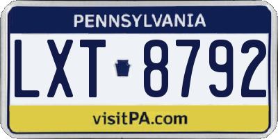 PA license plate LXT8792