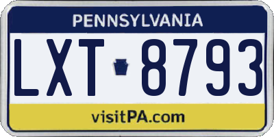 PA license plate LXT8793