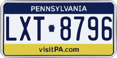 PA license plate LXT8796