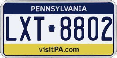 PA license plate LXT8802