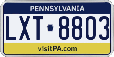 PA license plate LXT8803