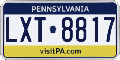 PA license plate LXT8817