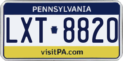 PA license plate LXT8820