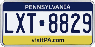 PA license plate LXT8829