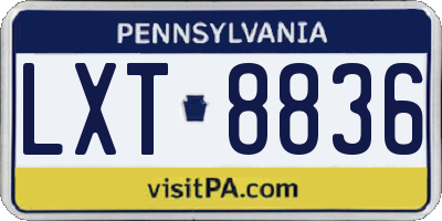 PA license plate LXT8836