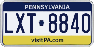 PA license plate LXT8840