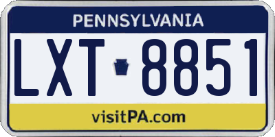 PA license plate LXT8851