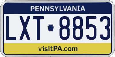 PA license plate LXT8853