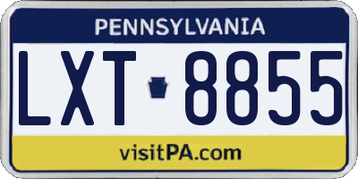 PA license plate LXT8855
