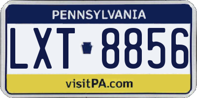 PA license plate LXT8856