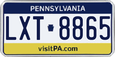 PA license plate LXT8865