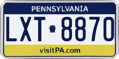 PA license plate LXT8870