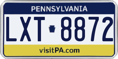 PA license plate LXT8872