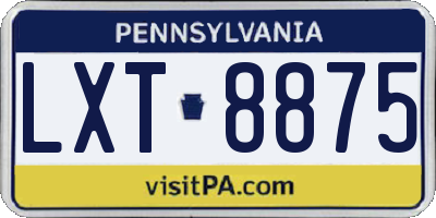 PA license plate LXT8875