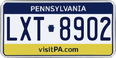 PA license plate LXT8902