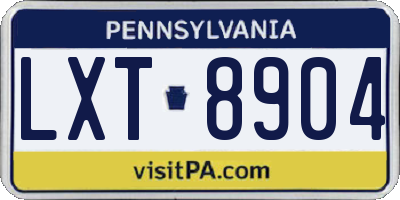 PA license plate LXT8904