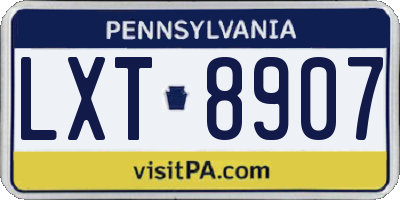 PA license plate LXT8907