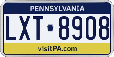 PA license plate LXT8908