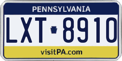 PA license plate LXT8910