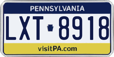PA license plate LXT8918