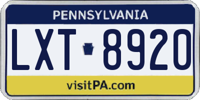 PA license plate LXT8920