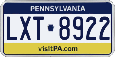 PA license plate LXT8922