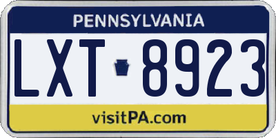 PA license plate LXT8923