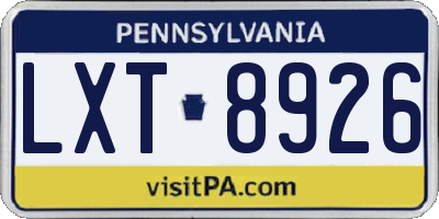 PA license plate LXT8926