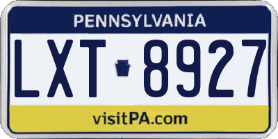 PA license plate LXT8927