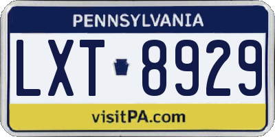 PA license plate LXT8929