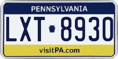 PA license plate LXT8930