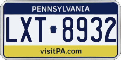 PA license plate LXT8932