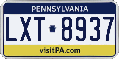 PA license plate LXT8937