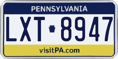 PA license plate LXT8947