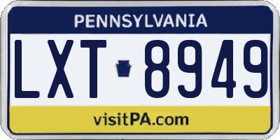 PA license plate LXT8949