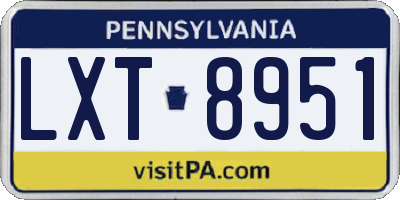 PA license plate LXT8951