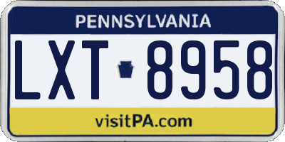 PA license plate LXT8958