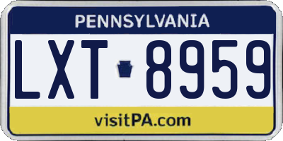 PA license plate LXT8959