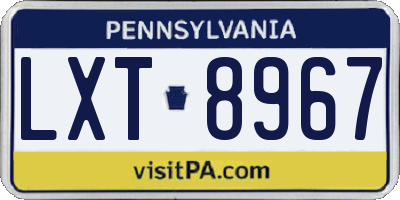 PA license plate LXT8967
