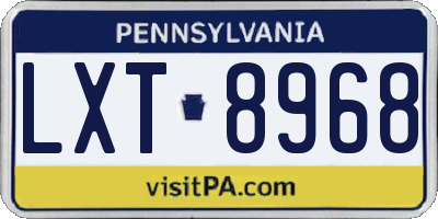 PA license plate LXT8968