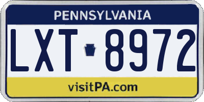 PA license plate LXT8972