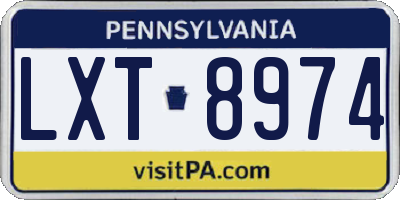 PA license plate LXT8974
