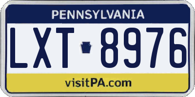 PA license plate LXT8976
