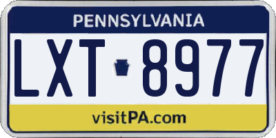 PA license plate LXT8977