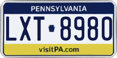 PA license plate LXT8980